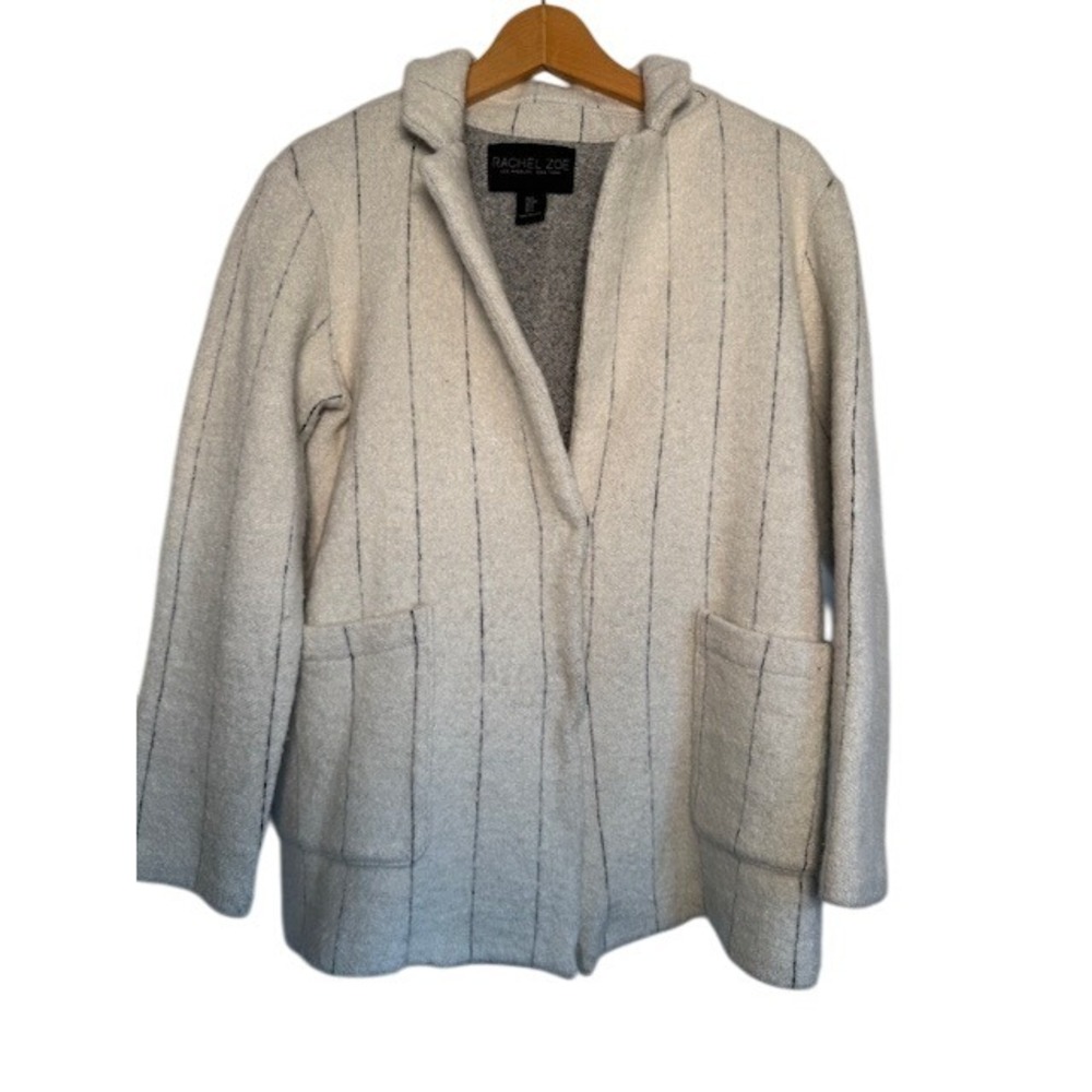 Rachel Zoe Striped Wool Blend Collarless Knit Blazer Jacket Women's‎ Small